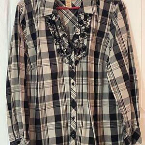 Covington Women’s Retro Style Long Sleeved Black and White Blouse 16/18